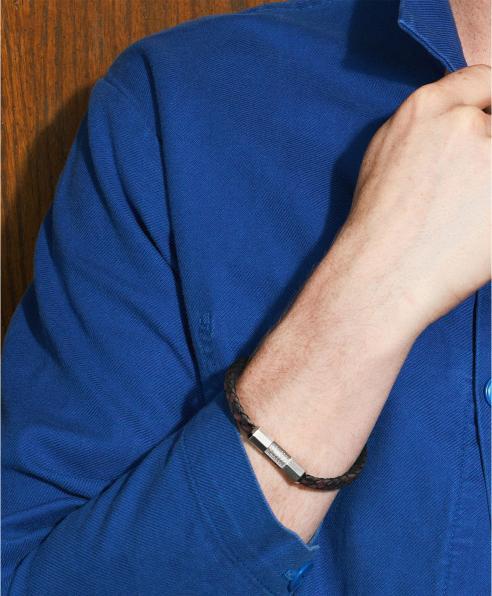 Immagine prodotto Fossil Knox Armband Knurled Texture (20 cm, Acciaio inossidabile, Cuoio)