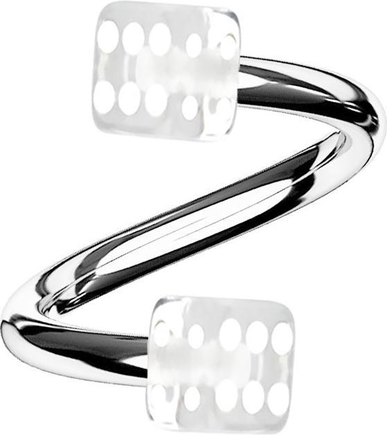 Produktbild Star Piercing Micro Spirale silber mit zwei Würfel transparent (ohne Messing, Chirurgenstahl 316L, Kunststoff)