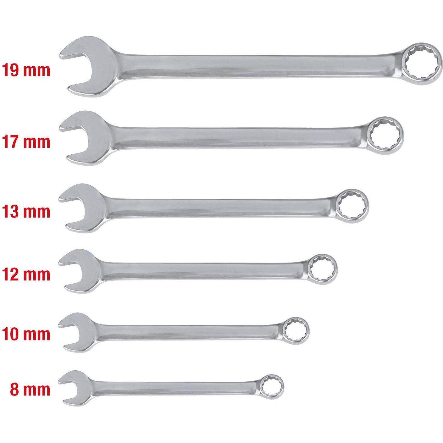 Thumbnail - KS Tools, Schraubenschlüssel, EDELSTAHL Ringmaulschlüssel-Satz, 15° Gabelstellung, 6 Teile (19 mm, 8 mm, 10 mm, 14 mm, ...