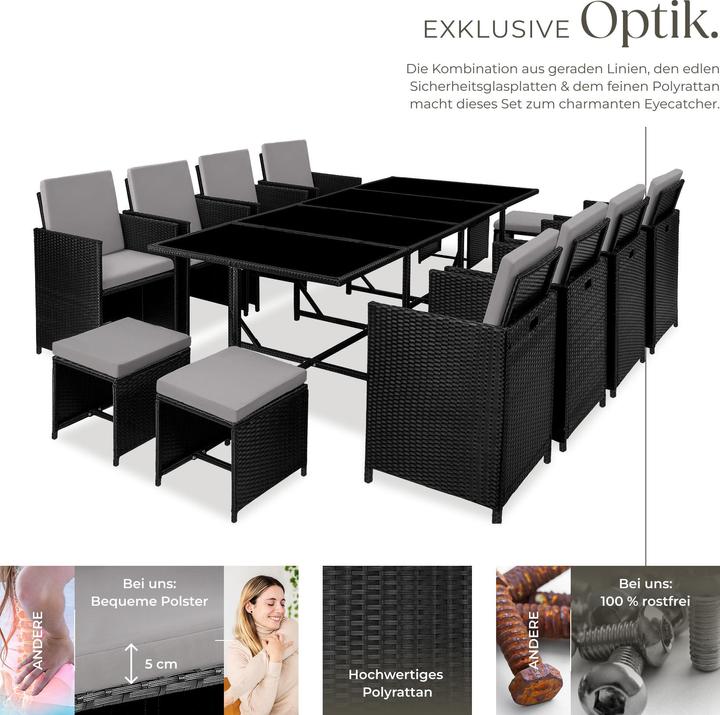 Immagine prodotto tectake Set da giardino in rattan Palma, 8+4+1