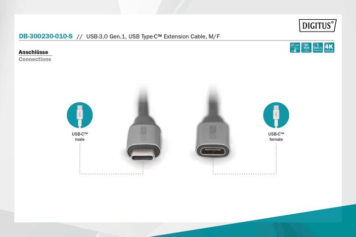 Actual product image Digitus USB Type C - USB Type C (1 m, USB 3.2 Gen 1, 60 W)