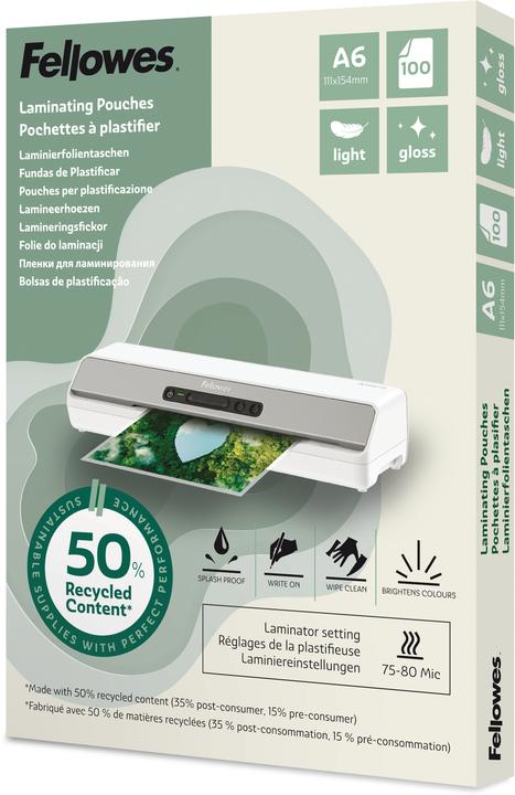 Image du produit Fellowes Laminierhülle A6 2x80µm 100ST Rec. (A6, 100 pcs, 80 µm)