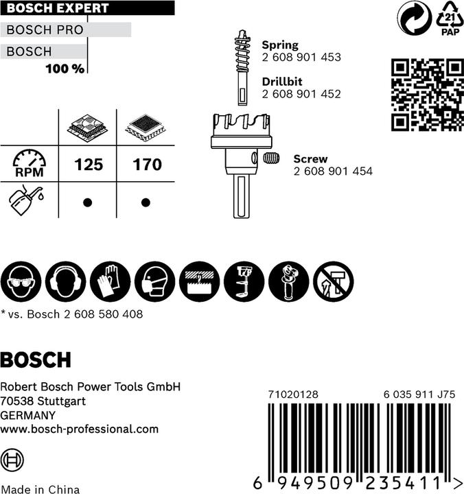 Productafbeelding Bosch Professional Zubehör Blau Zubehör 2608901448 Präzision für Bleche Hartmetall 95 mm (95 mm)
