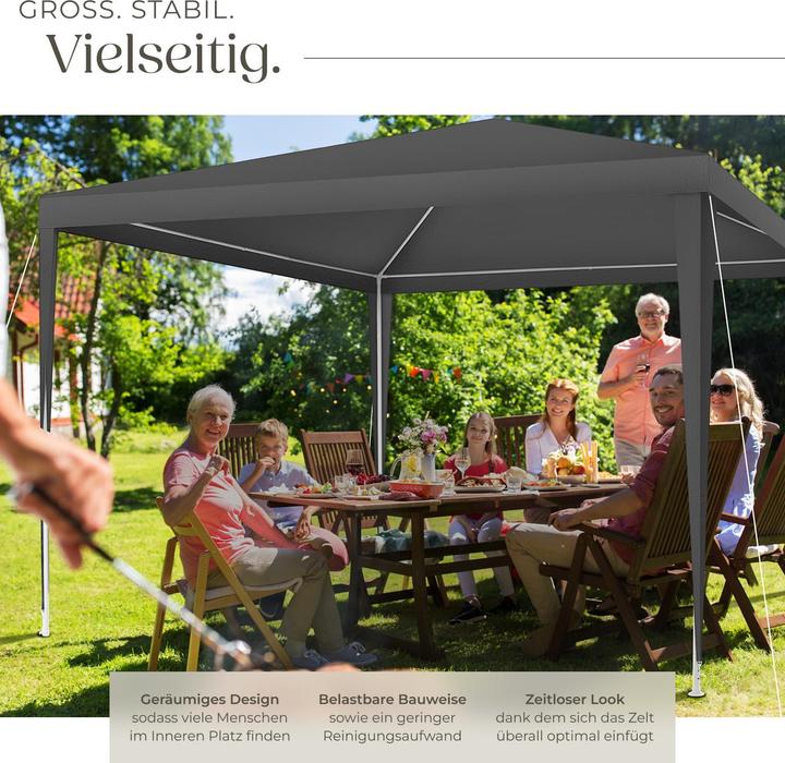 Image du produit tectake Pavillon Barinas mit 3 Seitenteilen, wasserdicht, 3x3m (300 cm, 300 cm)