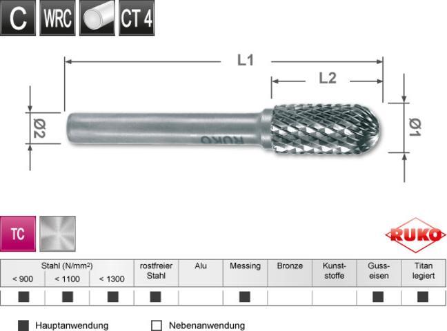 Actual product image Ruko carbide burr form C round roller