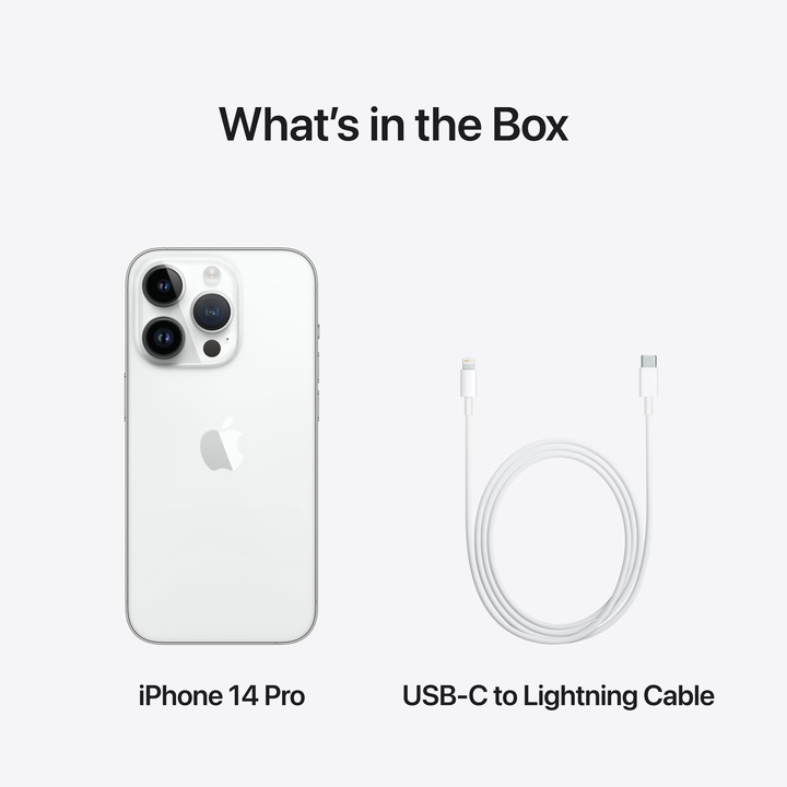 Actual product image Apple iPhone 14 Pro (256 GB, Silver, 6.10", SIM + eSIM, 48 Mpx, 5G)