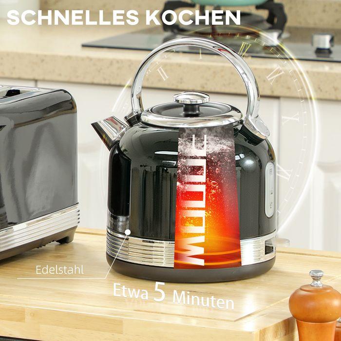 Actual product image Swisshandel24 Wasserkocher- und Toaster-Set, 7 Bräunungsstufen, 1,7 L, Kunststoff, Edelstahl, Schwarz (1.70 l)