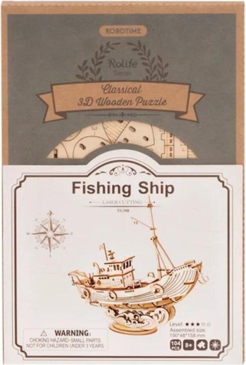 Produktbild Robotime Rolife 3D Holzpuzzle Fischerboot 104 Teile