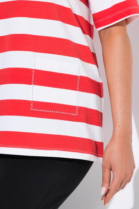Produktbild Ulla Popken T-Shirt, Ringel, Classic, Rundhals, Halbarm, Taschen (62)