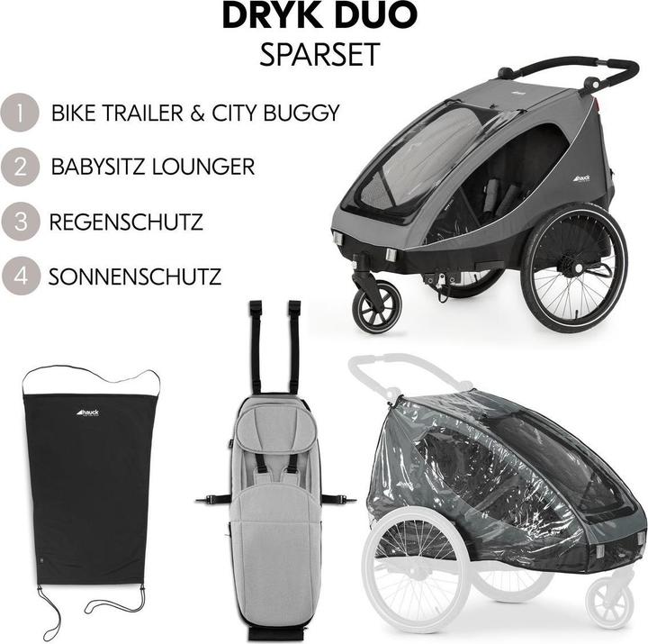 Produktbild Hauck 2in1 Fahrradanhänger Sparset Dryk Duo - für