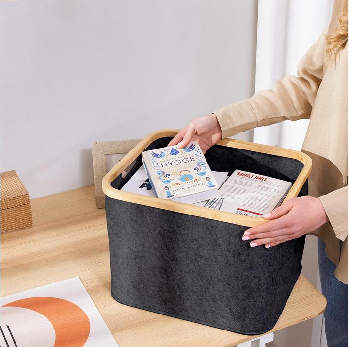 Immagine prodotto Hennez Wäschekorb Adrian 60 l, Nature/Schwarz (60 l)