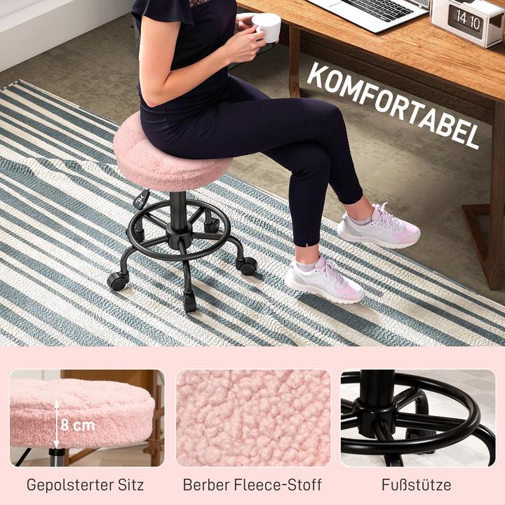 Produktbild Homcom Rollhocker Polyester, Metall Rosa