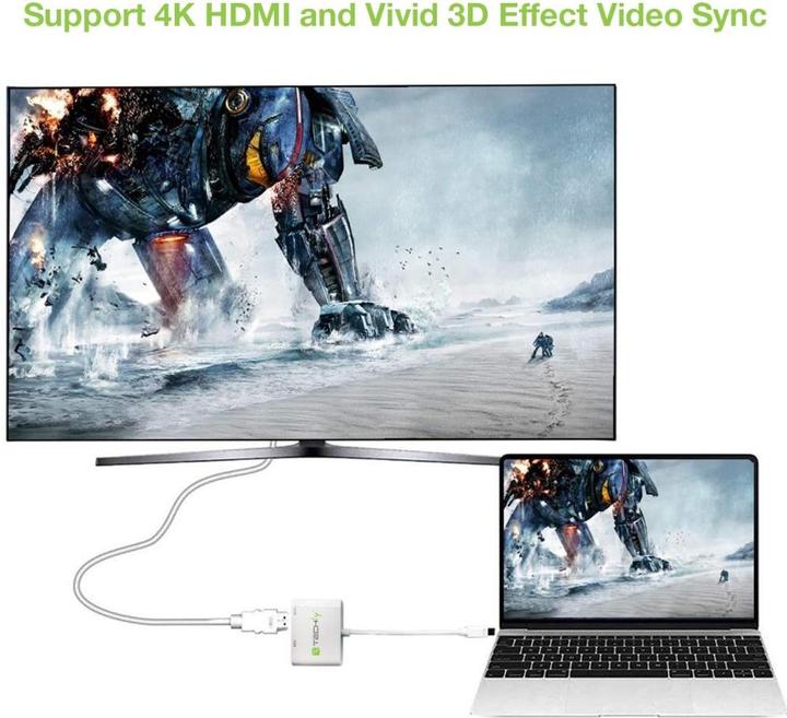 Produktbild Techly IADAP-MDP-VGAH12. Kabellänge: 0,15 m, Anschluss 1: Mini DisplayPort, Anschluss 2: HDMI + VGA (D-Sub) (HDMI, Mini DP, 6 cm)