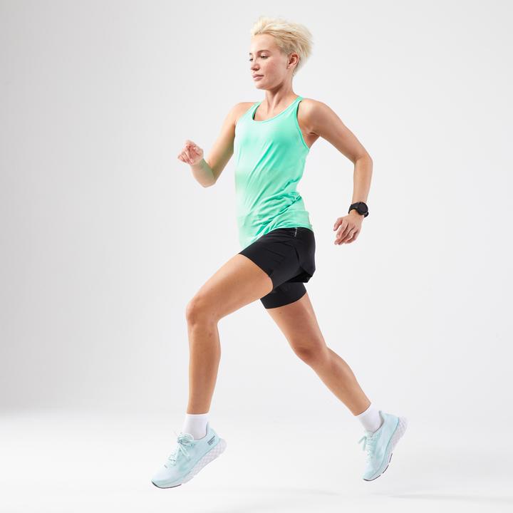 Image du produit Kiprun Débardeur running femme avec bustier intégré - Run 500 Comfort vert (S)