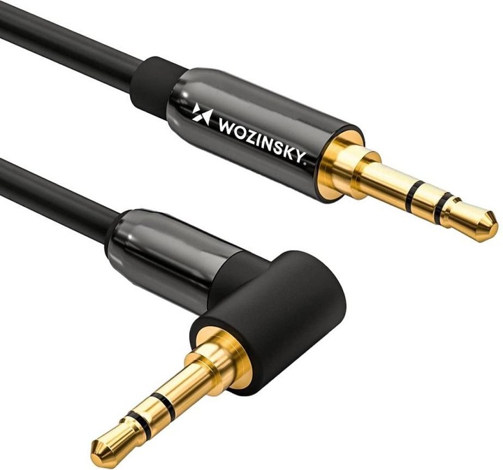 Actual product image Wozinsky AUX cable angled (male-male) mini jack cable 1.5 m black (1.50 m)