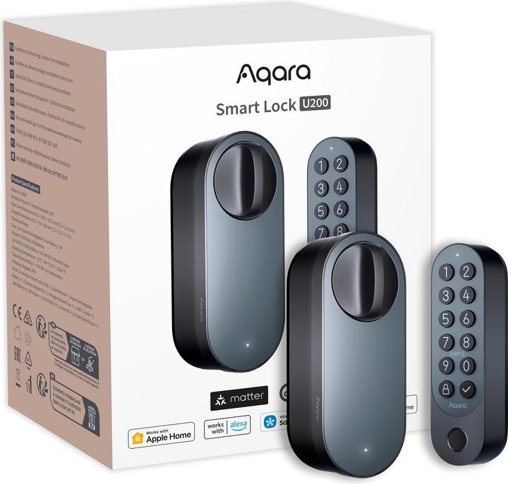 Actual product image Aqara Smart Lock U200 Black, EL-D02E (Fingerprint, Electronic numerical code, Key, Smartphone, Key card, Bluetooth)