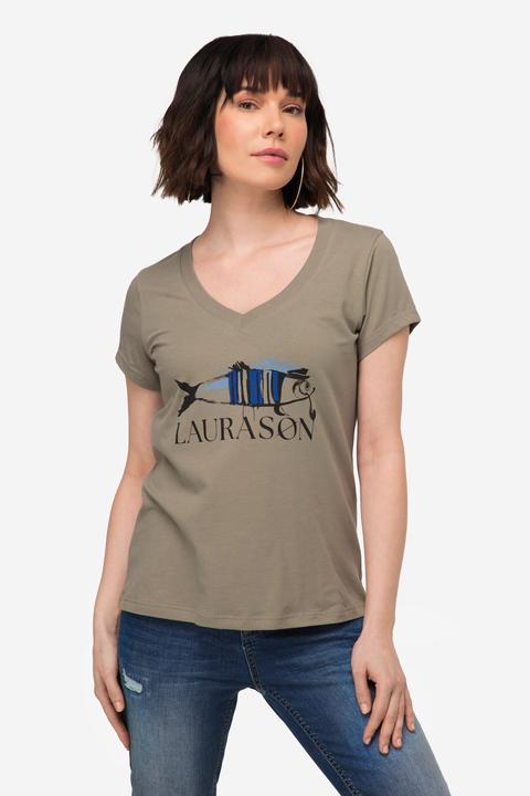 Produktbild Laurasøn T-Shirt, Fisch Motiv, V-Ausschnitt, Halbarm (L)