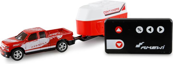 Produktbild Amewi RC Pickup Die Cast mit Pferdeanhänger 1:64 RTR rot (RTR Ready-to-Run)