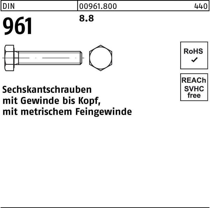 Produktbild Sechskantschraube DIN 961 VG M 20 x1,5 x130 8.8 (25 Schrauben pro Stück)