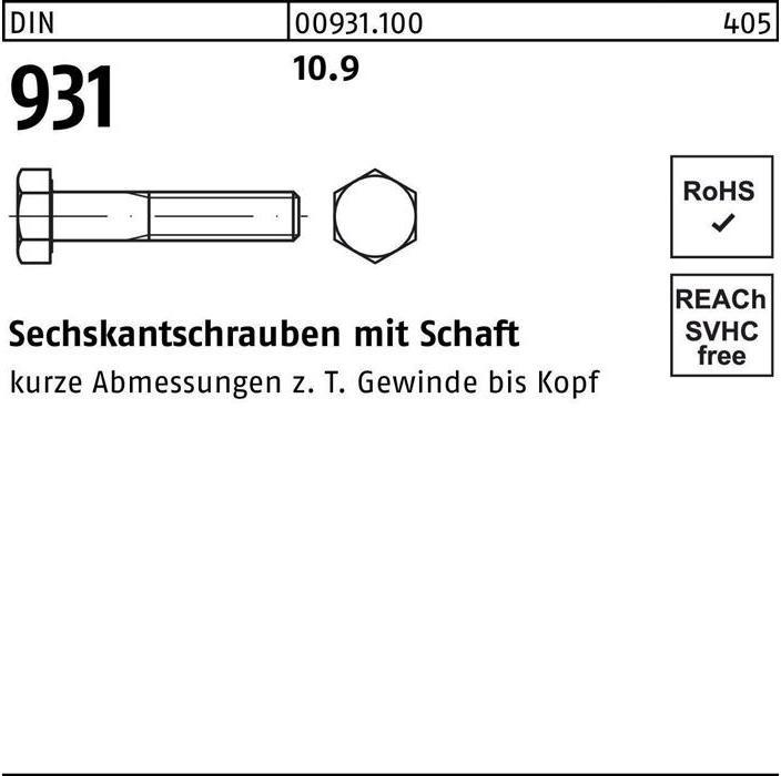 Actual product image Hexagon head screw DIN 931 w.shank M 33 x 220 10.9 (1 Screws per piece)
