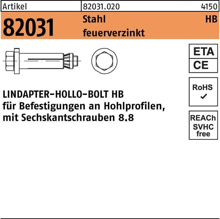 Image du produit Lindapter Cheville pour corps creux R 82031 m.6-kantschraube xmm (1 pcs)