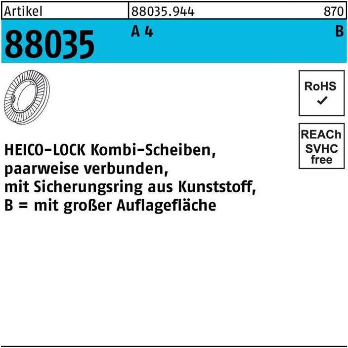 Thumbnail - Heico, Muttern + Unterlegscheiben, Kombischeibe R 88035 HKB- 8S A 4