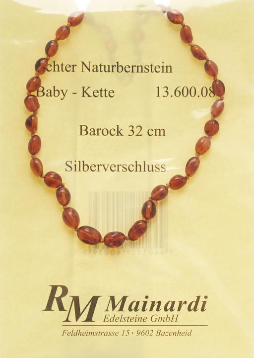 Produktbild Mainardi Natur Bernstein 32cm Barock Silberverschl Bernsteinkette