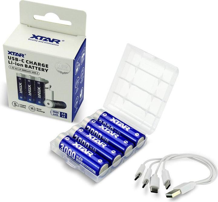 Image du produit Xtar 4x R6/AA 1,5V Li-ion 3000mAh USB-C BOX (4 pcs, AA, 3000 mAh)
