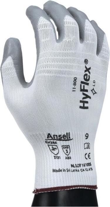 Produktbild Ansell Handschuhe HyFlex 11-800 Grösse 9 weiss/grau EN 388 PSA-Kategorie II (9)