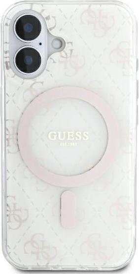 Image du produit Guess GUHMP16SH4DTEH iPhone 16 6.1" biały/white hardcase IML 4G Background MagSafe (Apple iPhone 16)