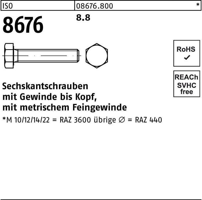 Produktbild Sechskantschraube ISO 8676 VG M 18 x1,5 x 35 8.8 (50 Schrauben pro Stück)