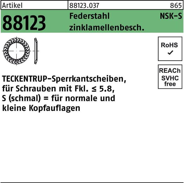 Produktbild Teckentrup Sperrkantscheibe R 88123 NSK-S 12 Federstahl zinklamellenbeschichtet