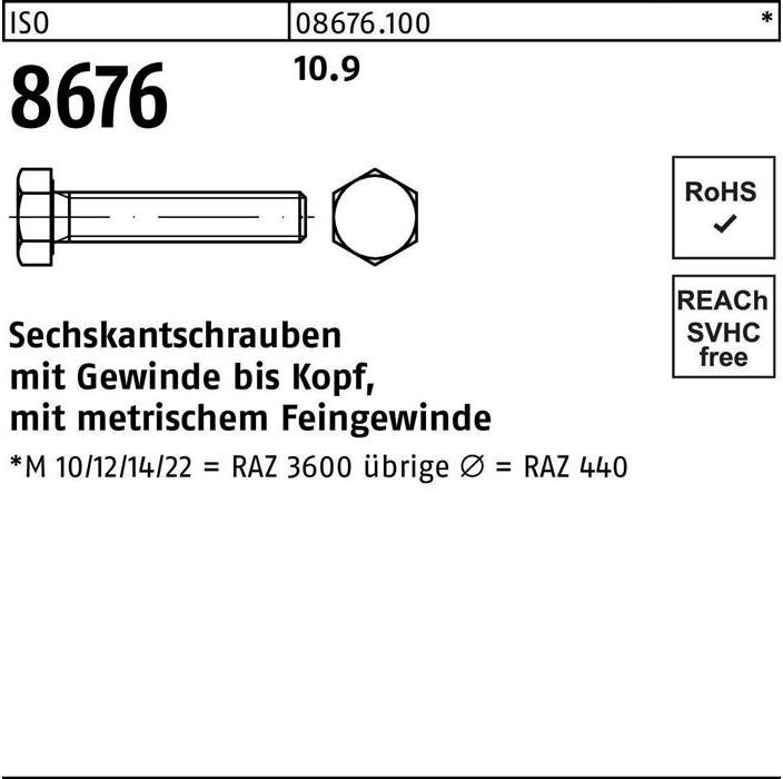 Actual product image Hexagon head screw ISO 8676 VG M 12 x1,25x110 10.9 (50 Screws per piece)