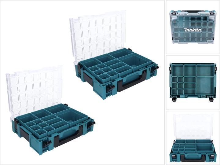Actual product image Makita MAKPAC 1 Organiser Set 2x small parts case 395 x 295 x 110 mm ( 2x 191X80-2 ) with 13x
