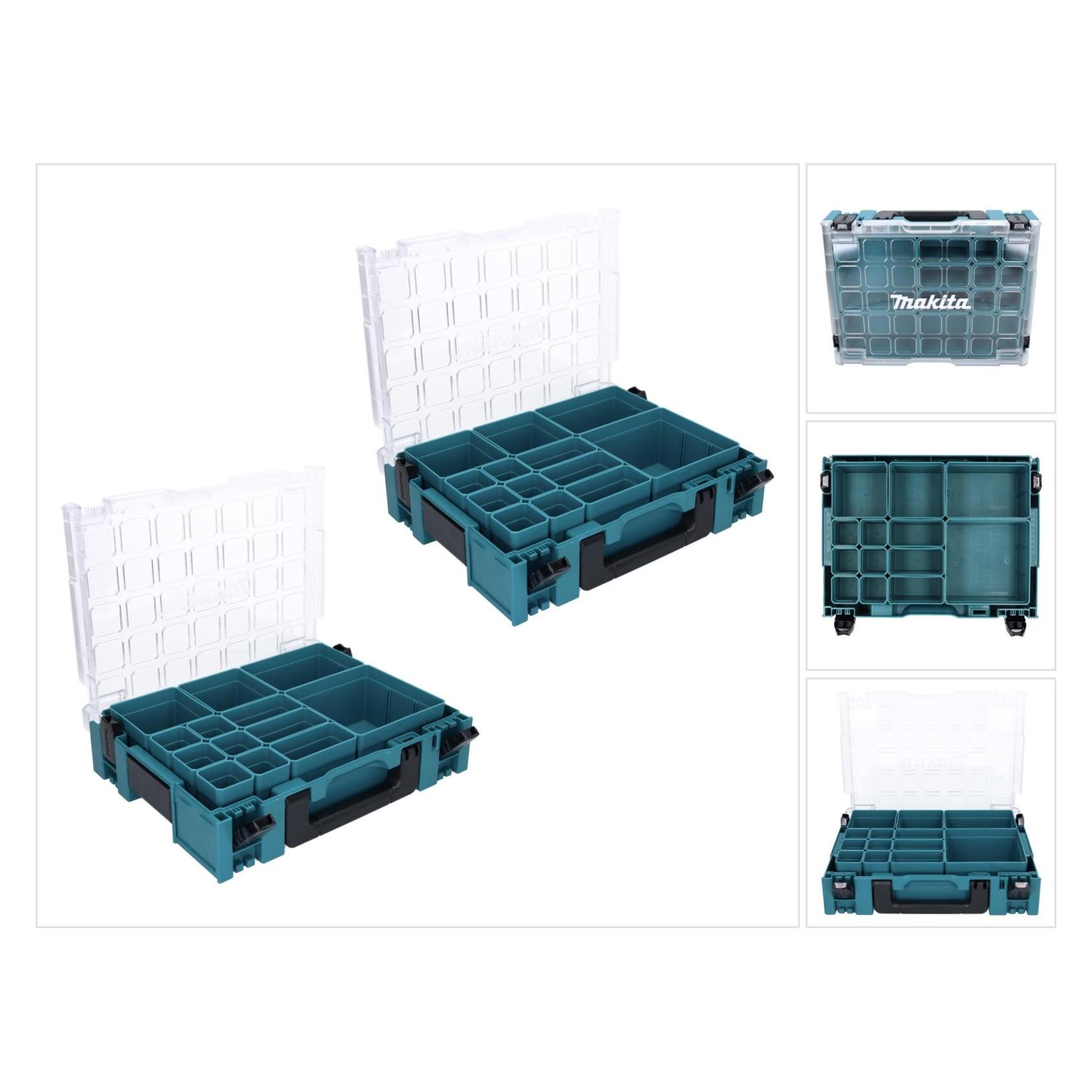 Makita, Gereedschapskisten, Makpac 1 Organiserset 2x Kleine Onderdelenkoffer 395 X 295 X 110 Mm ( 2x 191X80-2 ) Met 13x (13 onderdelen)