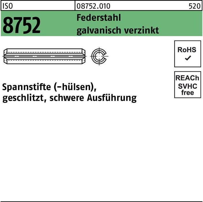 Goupille de serrage ISO 8752 fendue 5 x 30 Acier à ressort galvanisé, version lourde ISO 8752