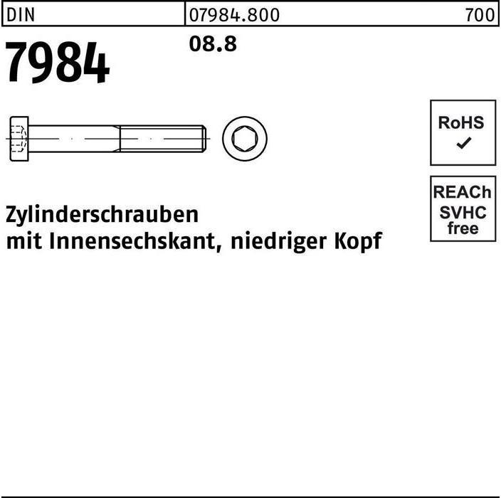 Actual product image Cheese head screw DIN 7984 with hexagon socket M 3 x 25 8.8 (500 Screws per piece)
