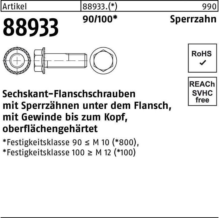 Produktbild Sechskantflanschschraube R 88933 Sperrz. VG M 10 x 40 90/100 (100 Schrauben pro Stück)