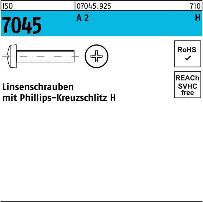 Actual product image Flat head screw ISO 7045 w.cross recess-PH M 3 x 6 -H A 2 (1000 Screws per piece)