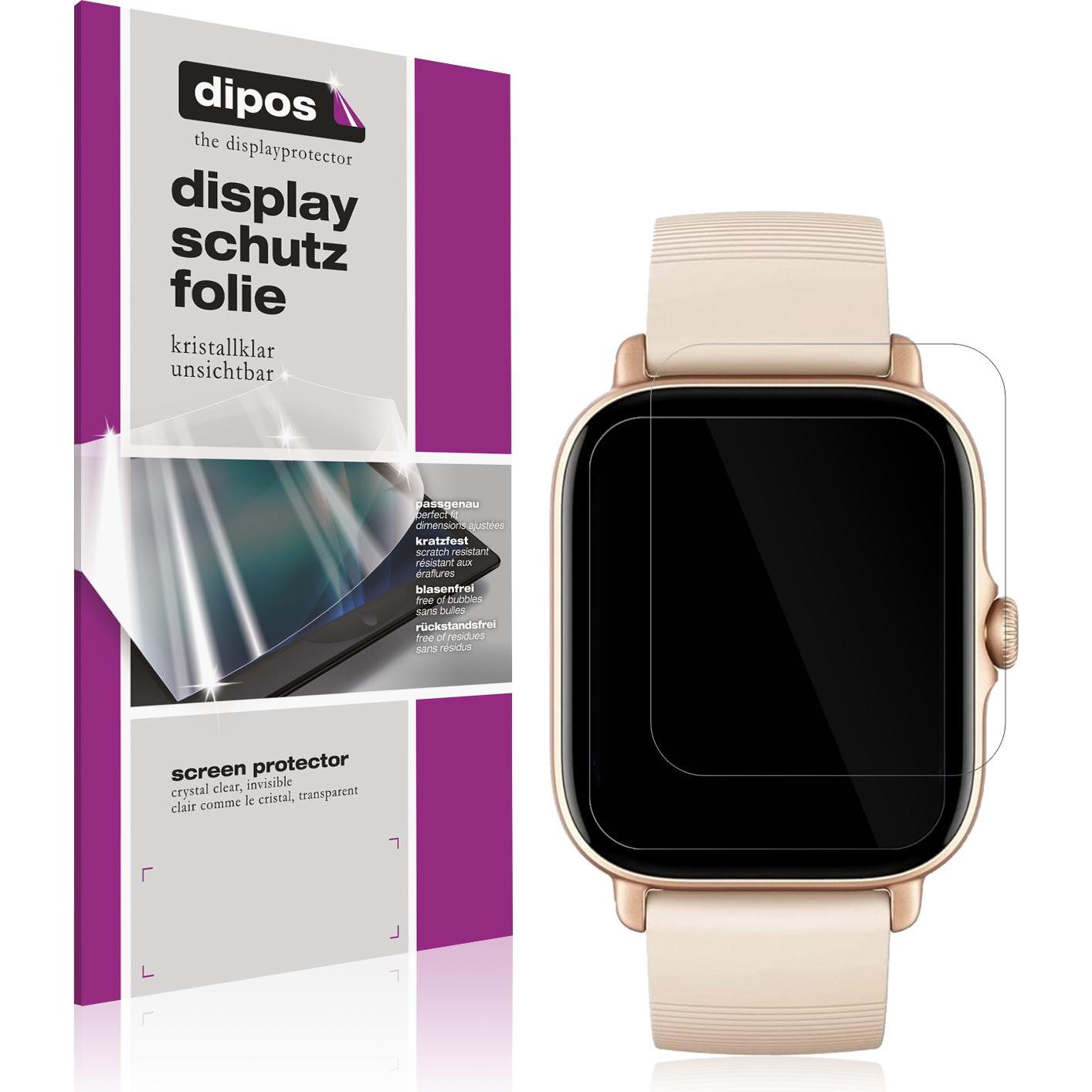 Dipos Displayschutzfolie Crystalclear, Smartwatch Schutzfolie, Transparent