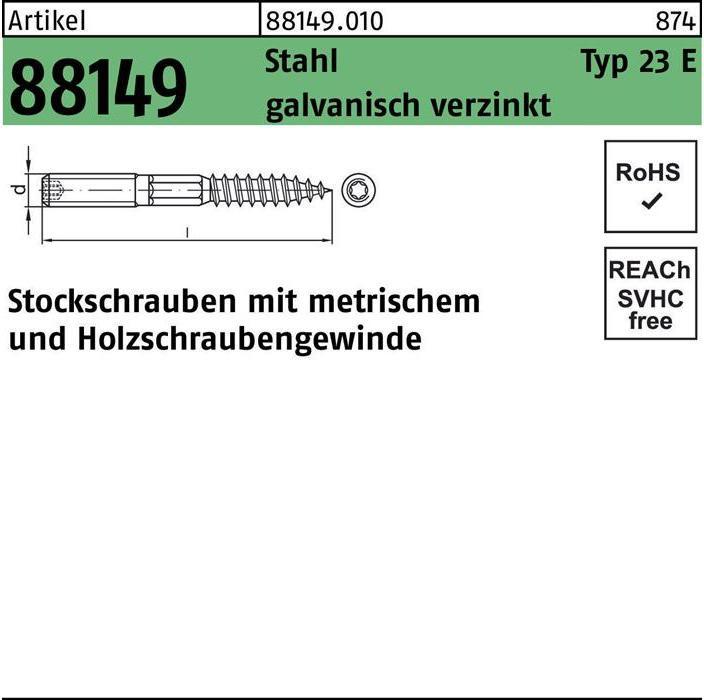 Produktbild Stockschraube R 88149 Typ 23 E M 5 x 50 Stahl galvanisch verzinkt Stahl (100 Stk.)