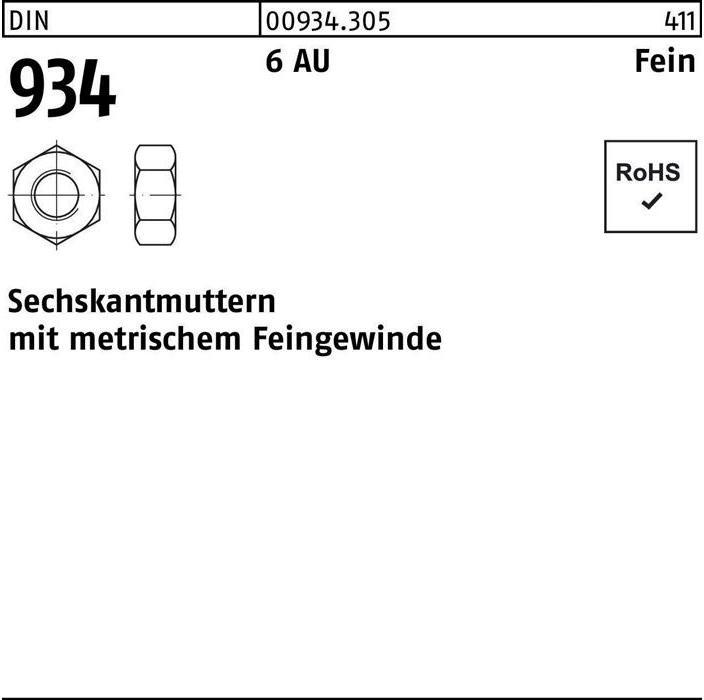 Produktbild Sechskantmutter DIN 934 M 100 x 4 6 Automatenstahl (M100)