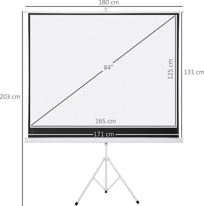 Produktbild Homcom Beamer Leinwand Kunststoff, Metall Weiss (4:3)