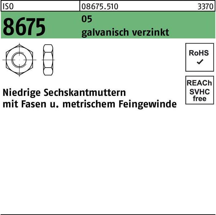 Produktbild Sechskantmutter ISO 8675 m.Fasen M 10 x 1,25 5 galvanisch verzinkt (M10)