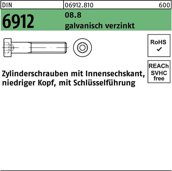 Actual product image Reyher Cheese head screw DIN 6912 with hexagon socket M 16 x 25 8.8 galvanised (50 Screws per piece)