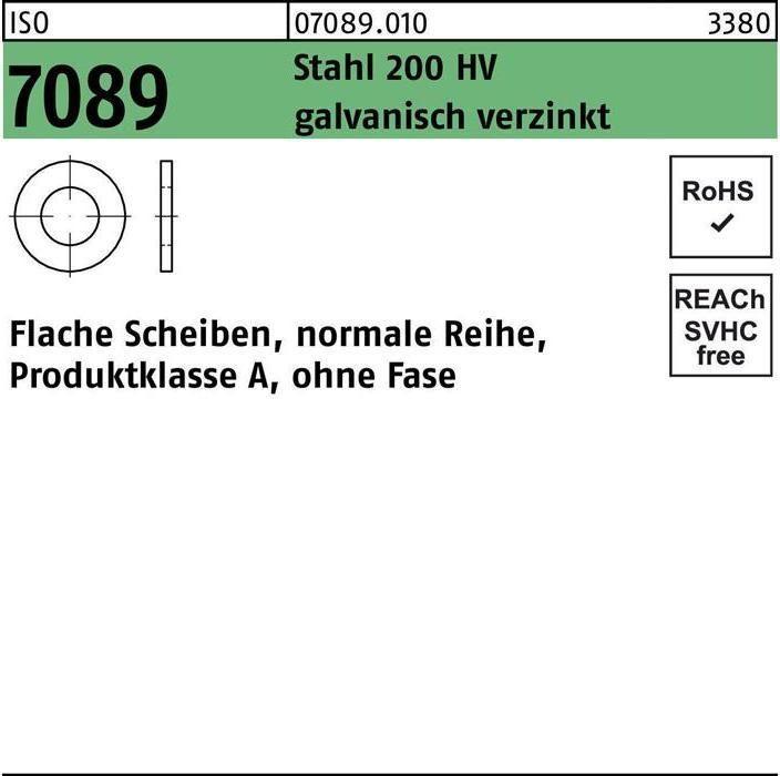 Produktbild Bufab Unterlegscheibe ISO 7089 o.Fase 22 Stahl 200 HV galvanisch verzinkt