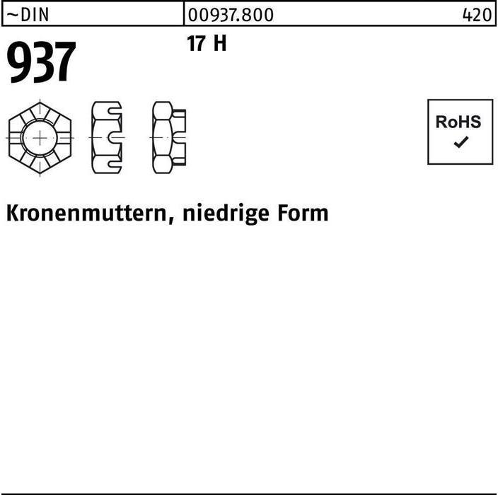 Image du produit Écrou à créneaux DIN 937 forme basse M 6 17 H