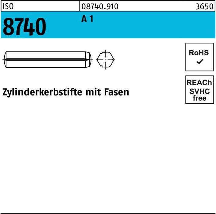Produktbild Zylinderkerbstift ISO 8740 m.Fasen 6 x 40 A 1 ISO 8740