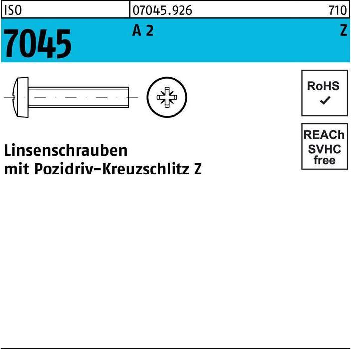 Produktbild Flachkopfschraube ISO 7045 m.Kreuzschlitz-PZ M 5 x 40 -Z A 2 (500 Schrauben pro Stück)