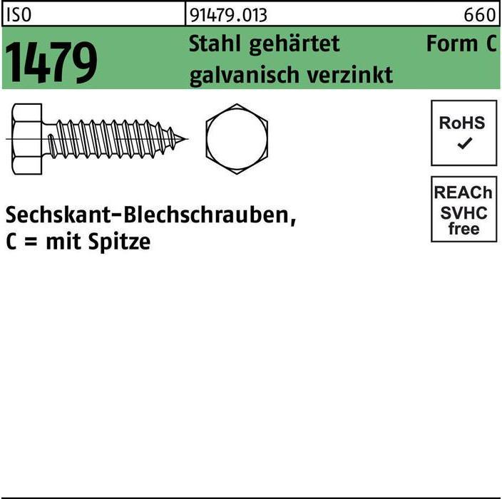Actual product image Self-tapping screw ISO 1479 w.point/6-edge C 4.2 x 19 Steel hardened electrogalvanised (500 Screws per piece)